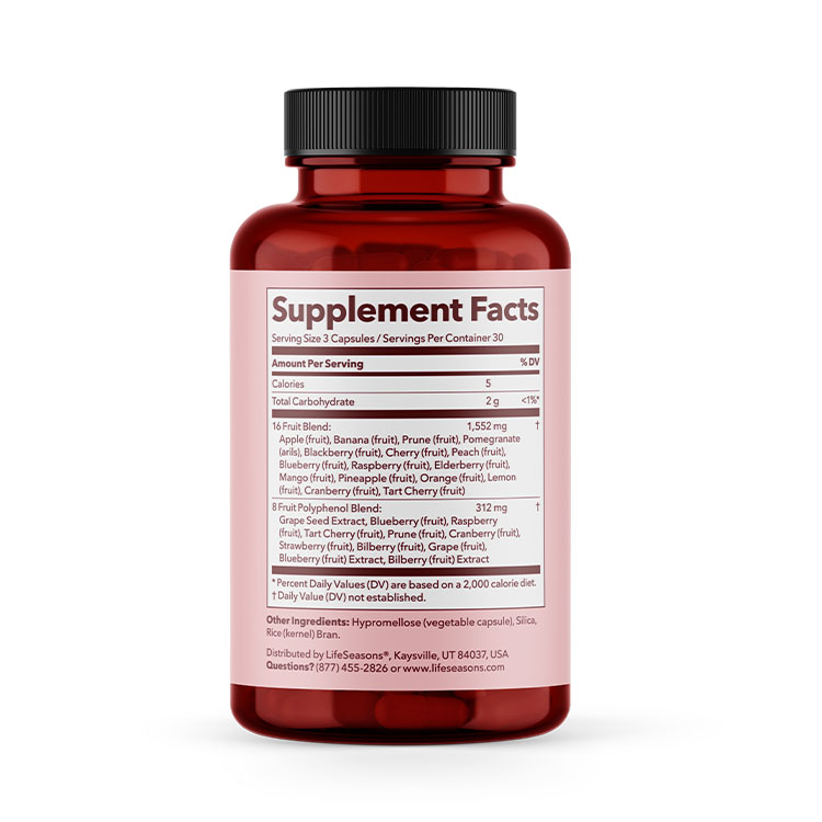 LifeSeasons Fruit Boost bottle Supplement Facts
